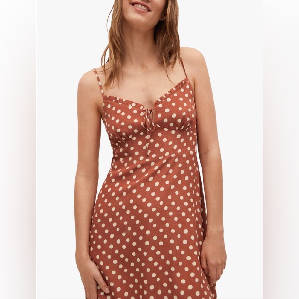Women’s Mango Orange Polka Dot Dress (US 8)